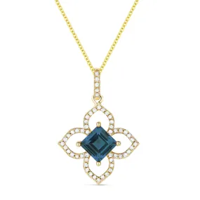 0.74ct London Blue Topaz 16"Pendant Necklace in 14K Yellow Gold