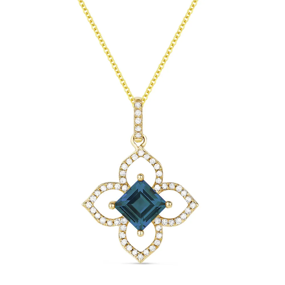 0.74ct London Blue Topaz 16"Pendant Necklace in 14K Yellow Gold