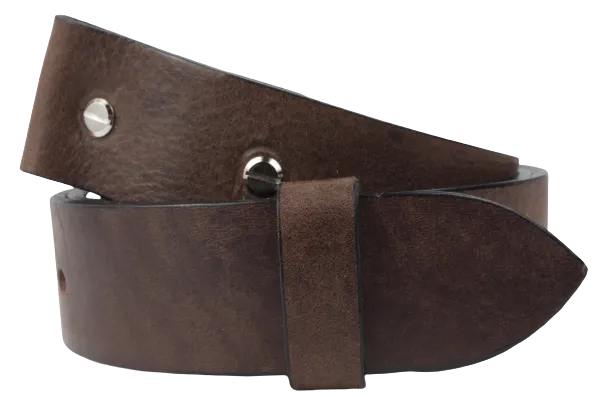 1.5" Wide Dark Brown Leather Belt Strap Replacement with Chicago Screws