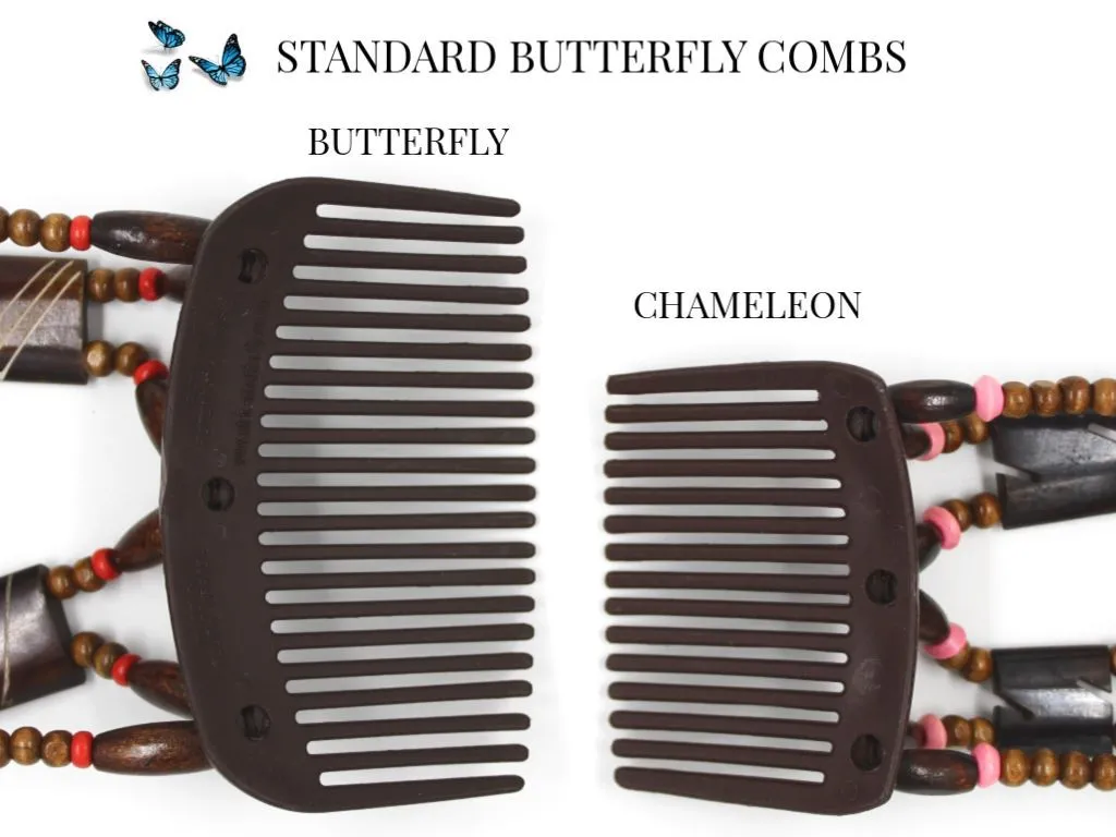 African Butterfly Hair Comb - Ndebele Brown 72