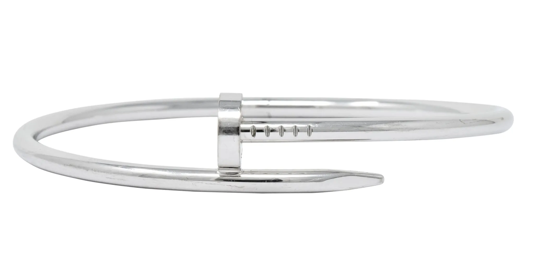 Cartier 18 Karat White Gold Juste Un Clou Twisted Nail Bangle Bracelet