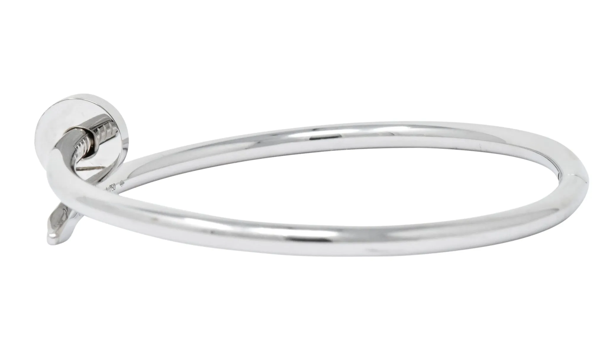 Cartier 18 Karat White Gold Juste Un Clou Twisted Nail Bangle Bracelet