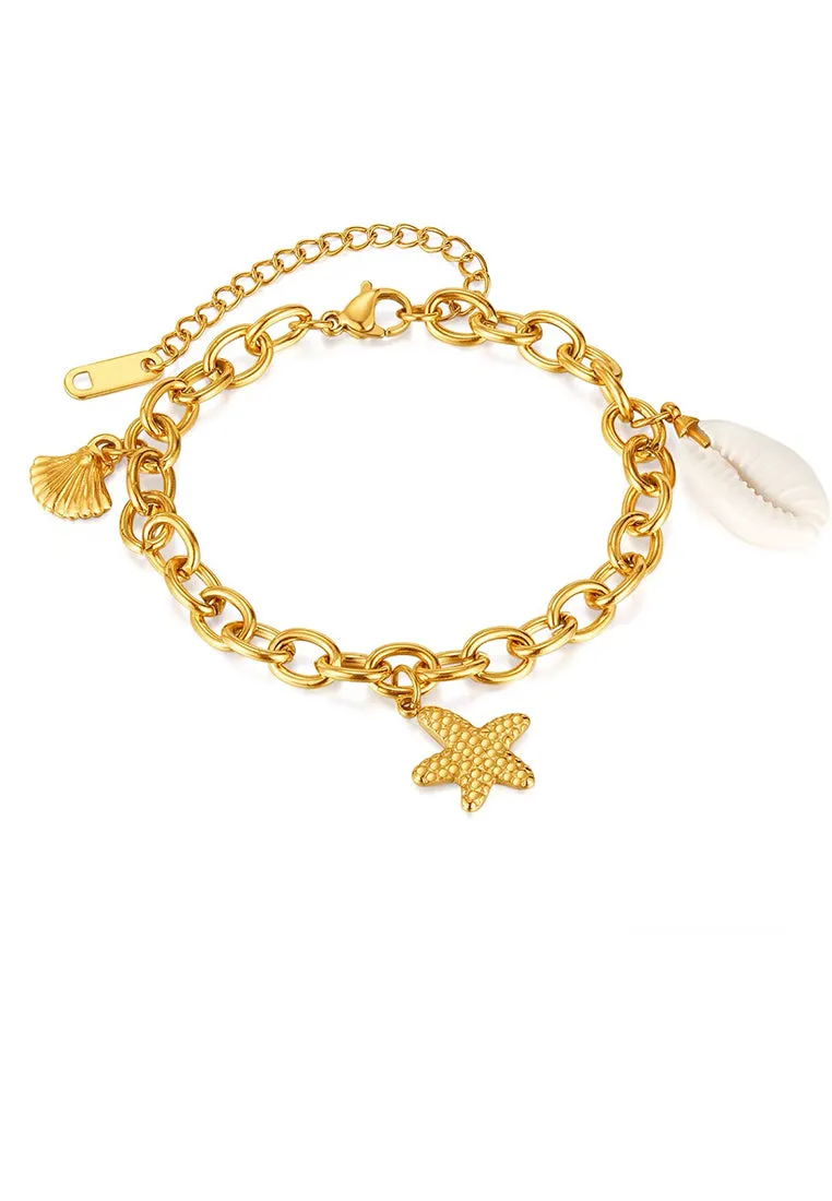 Coastal Charms Chain Bracelet in Gold