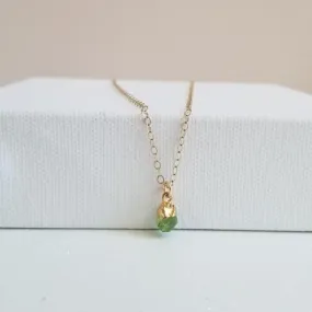 Delicate Raw Peridot Necklace, Birthday Gift Idea
