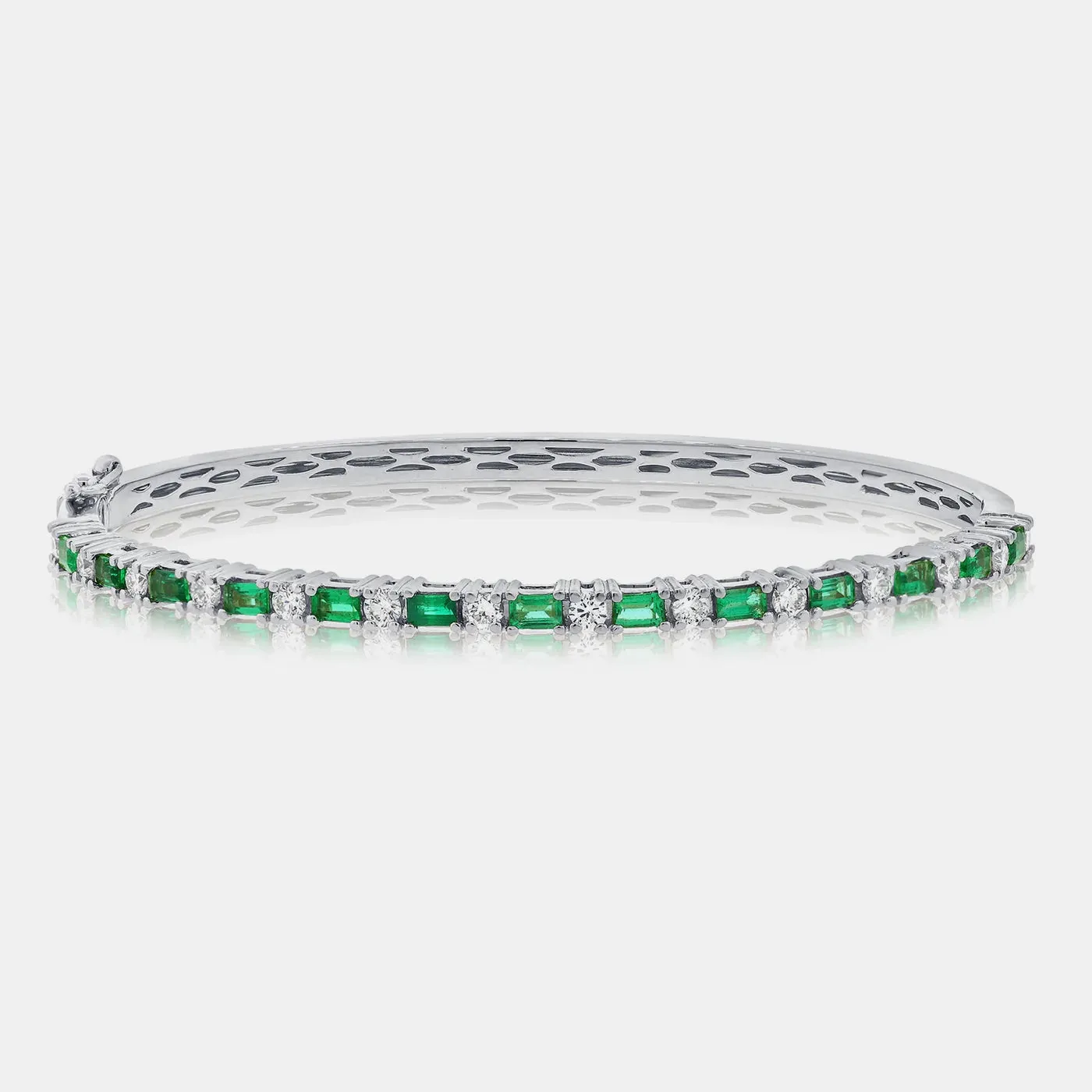 Half Diamond Half Green Emerald Bangle