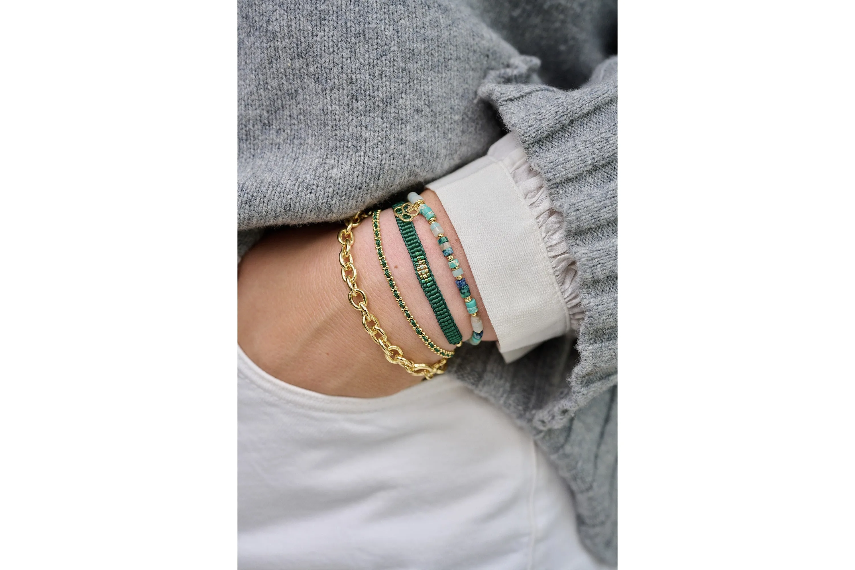 Jump Emerald Green Beaded Bracelet