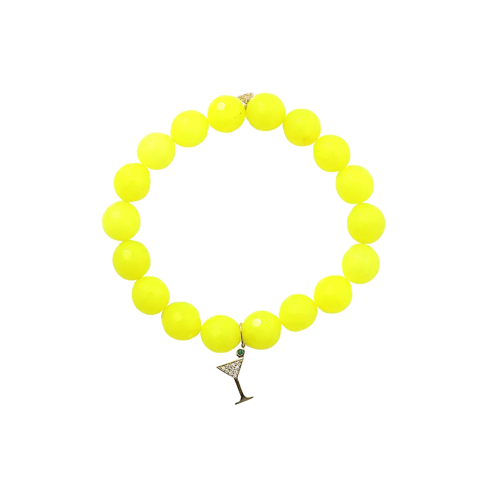 Martini Glass Yellow Agate Beaded Bracelet