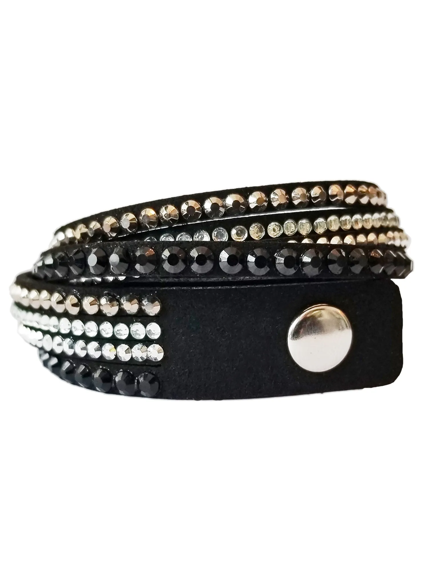 Multi Strap Rhinestone Snap Bracelet