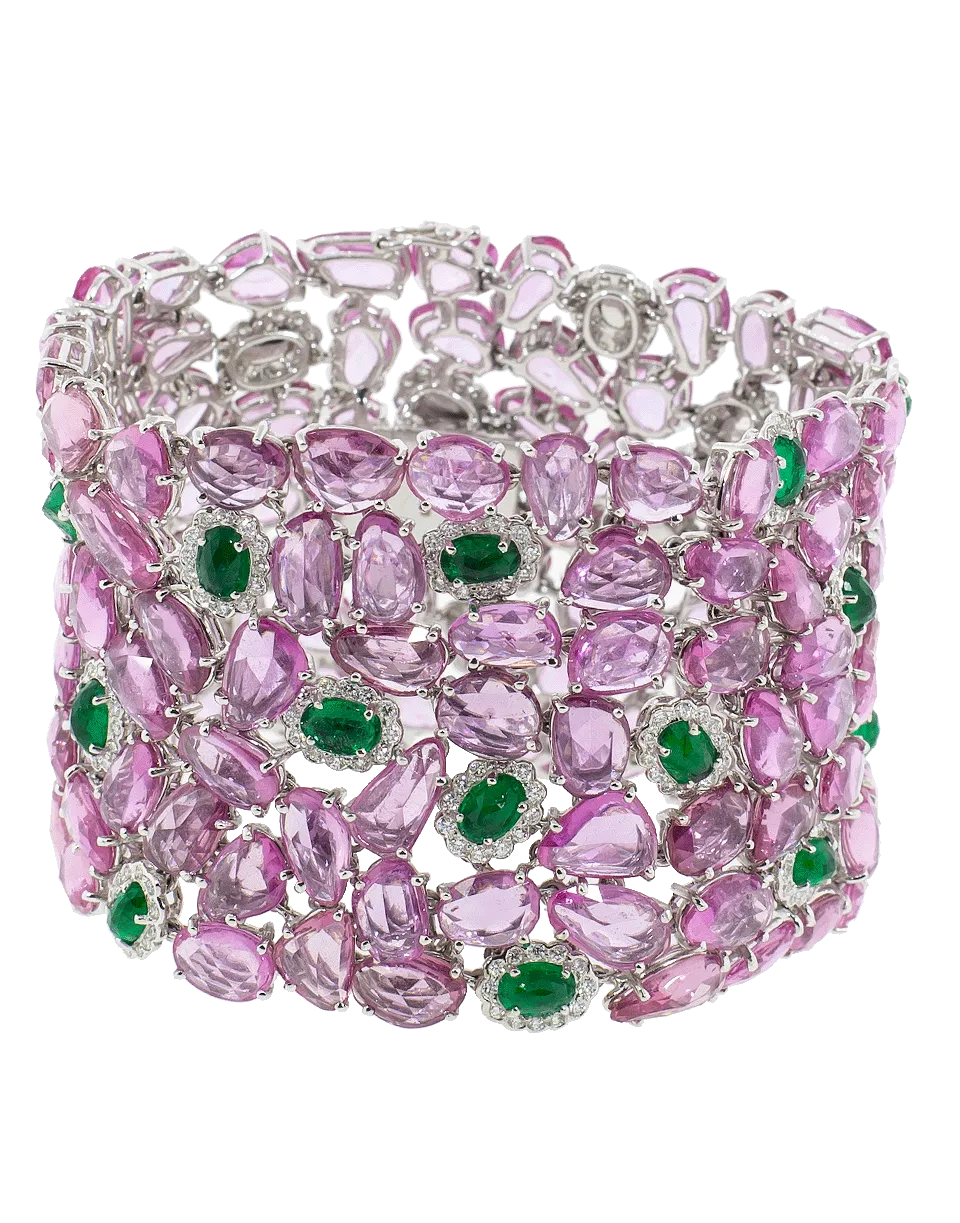 Pink Sapphire And Emerald Bracelet