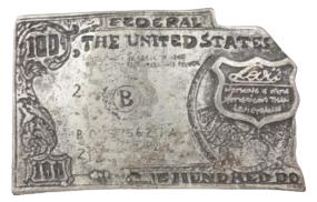 Vintage Levi Strauss $100 Dollar Bill Belt Buckle